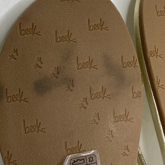 Beek Women's Sunbeam Flip Flop Sandals Gold Size 8 – Leather with Arch Support - Picture 4 of 6